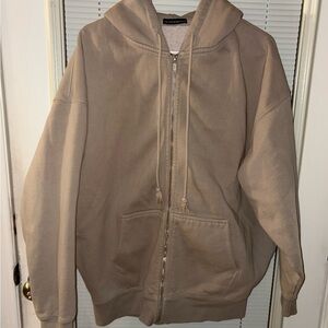 Brandy Melville Tan Zip-Up Hoodie